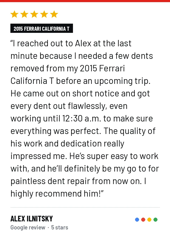 5-star Google review from Alex Ilnitsky