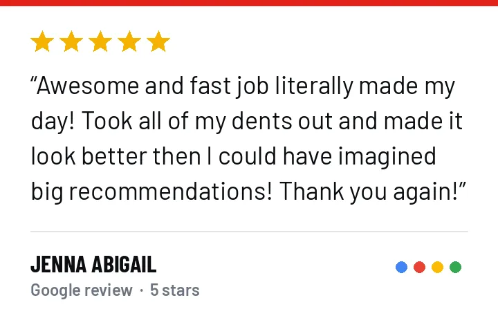 5-star Google review from Jenna Abigail