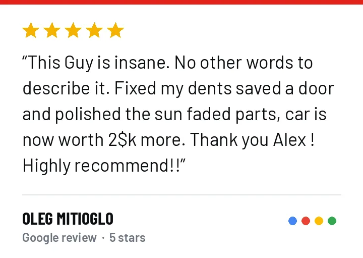 5-star Google review from Oleg Mitioglo